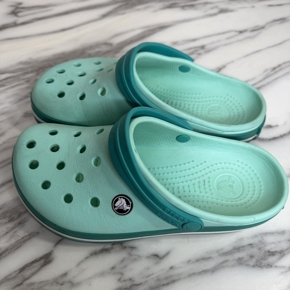 Crocs Crocband II Women's Clogs Teal Blue Size 6 Comfy Slip On Shoes